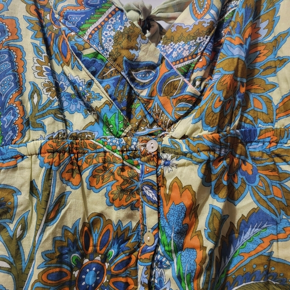 House of Harlow 1960 Boho Floral Blue Ivory Dress Size Small - Picture 3 of 11